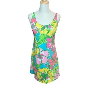 Lilly Pulitzer Dress Midi Sz M Floral Big Flirt Tie Back vacation beach resort